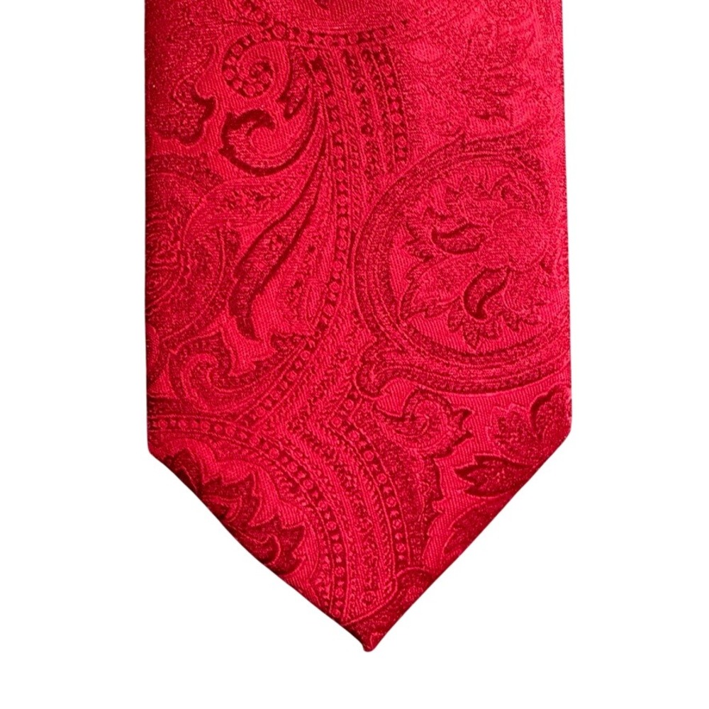 Pierre Cardin Mens Red Paisley Jacquard Necktie Classic Formal Tie
